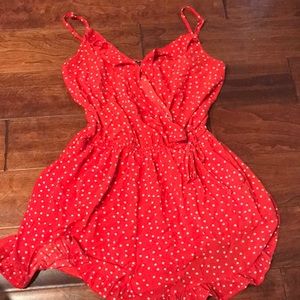 Red and White Polka Dot Romper